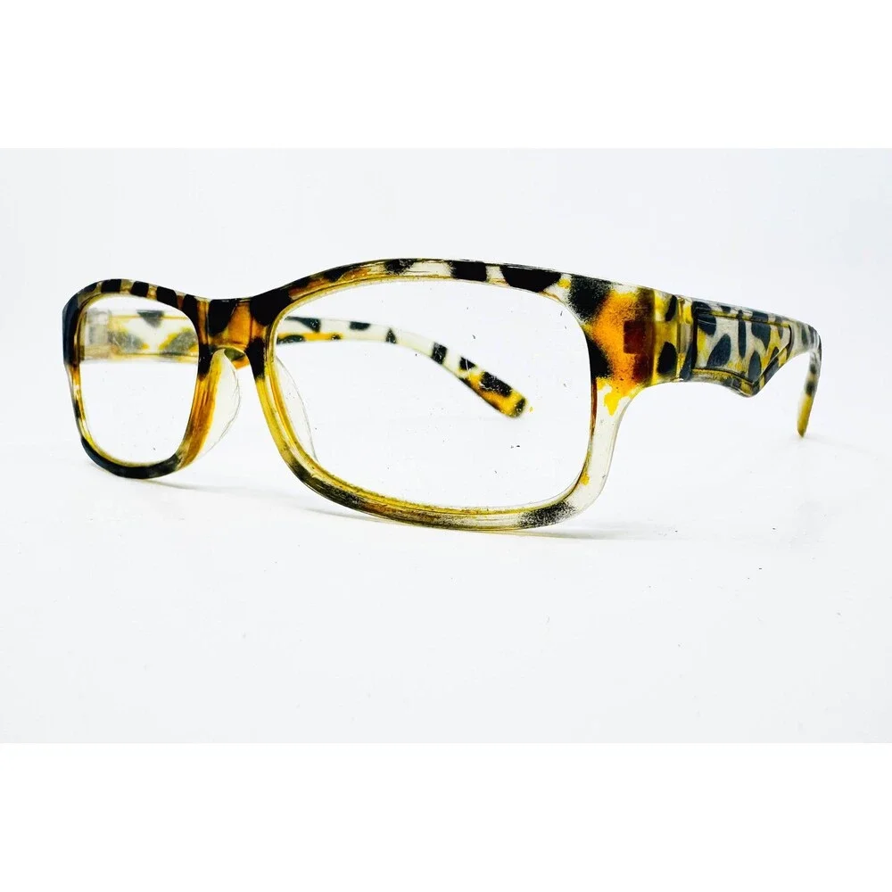 Unbranded Eyeglasses Women Animal Print Yellow Black Square Frames 41586